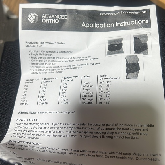 New - Advanced Orthopaedics Weave 77 Abdominal Binder - Order # 779-9 - Picture 3 of 8